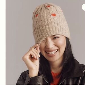 NWT Anthropologie Anthropologie Polka Dot Cable Beanie